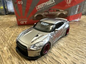 028 MINI GT #49 1/64 LB★WORKS NISSAN GT-R R35 Type 1, Rear Wing Ver.2, Satin Silver 右ハンドル MGT00049-R 日産 ニッサン