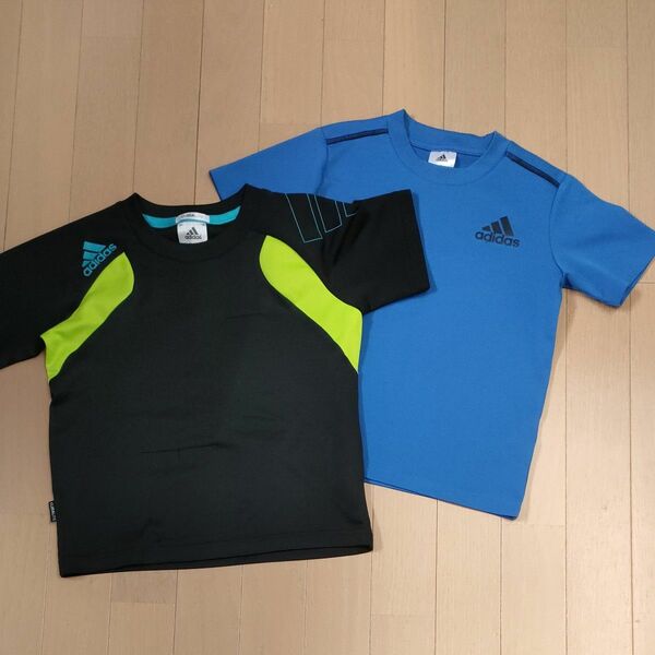 120 ２枚セット　 adidas アディダス 半袖Tシャツ 半袖 スポーツウエア トップス ブルー　速乾