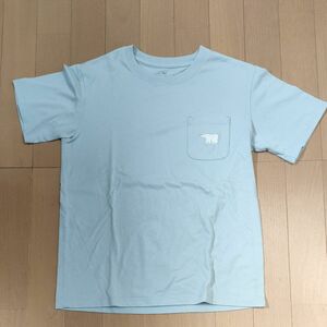 150 無印良品　しろくま　シロクマ　Tシャツ　 半袖Tシャツ 胸ポケット　水色