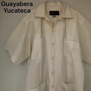 メキシコ製 Guayabera Yucateca オープンカラー キューバシャツ 刺繍
