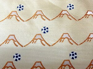 ♪ｂ3072【刺繍・サッカー 富士山 ・シルク100％】静岡「美品」ネクタイ♪