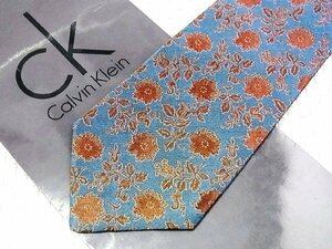 ♪34122C♪良品【刺繍 花 葉っぱ 植物 柄】カルバンクライン【Calvin Klein】ネクタイ