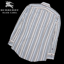 極美品！3(L) マルチストライプ×ホース刺繍★バーバリーブラックレーベル 日本製 メンズ BD長袖シャツ ドレスシャツ BURBERRY BLACK LABEL_画像3
