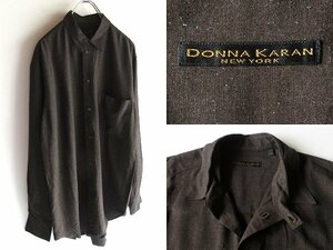  почти dead прекрасный товар самый первый период 80s Vintage DONNA KARAN NEW YORK Donna Karan New York подбородок -тактный есть nep искусственный шелк рубашка S Италия производства 