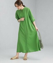 【即決】 美品*1.2万 グリーンレーベル｜きれいグリーン♪ボリューム袖シャツワンピース 送料230円～（green label relaxing）_画像2