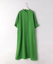 【即決】 美品*1.2万 グリーンレーベル｜きれいグリーン♪ボリューム袖シャツワンピース 送料230円～（green label relaxing）_画像4