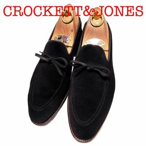 341.CROCKETT&JONES クロケットアンドジョーンズ REDBOURN リボンローファー スエード ダークネイビー 6.5E