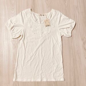 【新品】earth music&ecology レース 半袖カットソーTシャツ Ｍサイズ