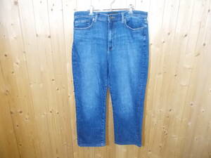 a1114◆UNIOQLO JEANS レギュラーフィットジーンズ◆ユニクロ サイズL ブルー ストレートデニムパンツ ジーパン 綿 ポリウレタン 6E