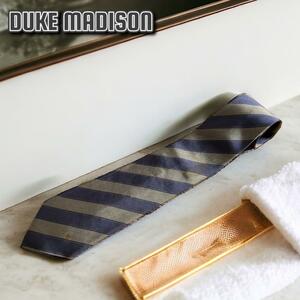 【ネクタイ】24 DUKE MADISON ストライプ 黄緑×ブルー ビジネス