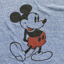80'Sビンテージ★ミッキー・マウス リンガー Tシャツ★霜降りブルー Mサイズ/USA製 Mickey Disney ディズニー_画像3