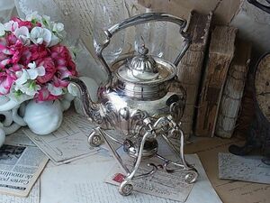 ( britain ) antique silver plate JAMES DEAKIN & SONS tea kettle & War ma display 