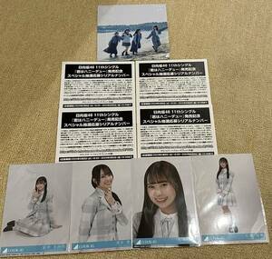 日向坂46 11thシングル スペシャル抽選応募券4枚&封入写真(宮地すみれ、清水理央、石塚瑶季)&限定ステッカーセット