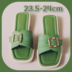 23.5-24cm оливковый ремень дизайн .... сандалии Flat сандалии .... Be солнечный 