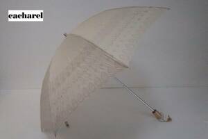 新品　ムーンバット製　cacharel　キャシャレル　軽量　紫外線防止加工　晴雨兼用　折りたたみ日傘　３７　ベージュ系