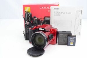 良品★Nikon ニコン COOLPIX B600 レッド 光学60倍 軽量 コンパクトデジタルカメラ★元箱付き 05006