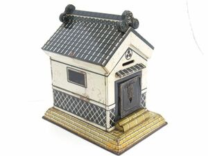 AC 16-2 that time thing Showa Retro spotted laurel toy AOKI TOY tin plate . warehouse. savings box warehouse type savings box 17.0×12.0cm H18.0cm tin plate. toy 