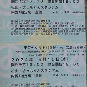 野球チケット5/15(水)ヤクルトVS広島2枚の画像1