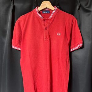 FRED PERRY フレッドペリー ヘンリーネックTシャツ ティップライン 赤　 半袖ポロシャツ