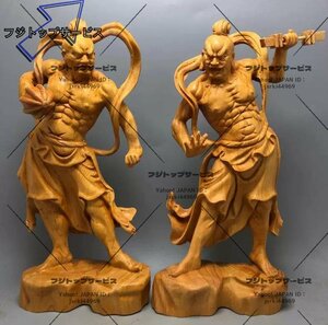 新入荷★総柘植材 木彫仏像 仏教美術 精密細工 金剛力士像 仏師手仕上げ品 高さ20cm