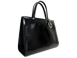 KO1643-202960 * прекрасный товар прямые продажи [ Christian Dior ] Toro ta- эмаль ручная сумочка * эмаль × нейлон женский черный 