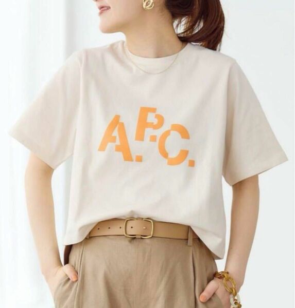 IENA/イエナ【A.P.C./アー・ペー・セー】別注 DECALE プリント Tシャツ色　ナチュラルサイズ　S