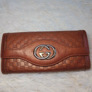 GUCCI 長財布 レザー ウォレット 財布 グッチ ブラウン