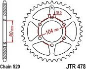 残り１個　新品 JTR478.42 リヤスプロケット Kawasaki Road ZX-6R (ZX600 P7F,P8F,P9F,RAF,RBF,RCF,RDF) 等