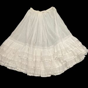  antique race skirt white cotton France embroidery Vintage old clothes antique vintage