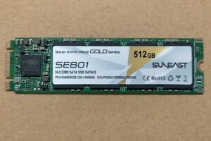 Suneast SE801 M.2 NGFF SATAIII 2280サイズ SSD 512GB 1枚