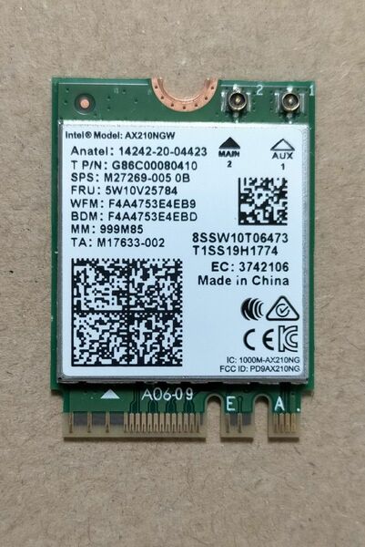 Intel AX210NGW Wi-Fi6E Bluetooth5.3 増設 無線LANカード