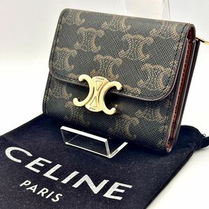 新品未使用【至高の逸品】CELINE セリーヌ 折財布 トリオンフ 金具 コインウォレット コンパクトウォレット レディース 三つ折り 新作の画像1