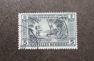 NEW HEBRIDES, FR.　　SCカタログ＃108　　5fr　　使用済　　中古品