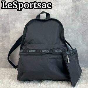 美品　レスポートサック　リュックサック　ポーチ付き　ナイロン　軽量　ブラック LeSportsac バックパック