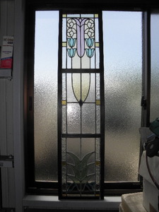 ① stained glass / war front . pavilion Cafe fittings furniture window frame electro- . glass glass a-ru deco antique 