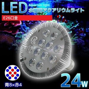 E26口金 24W 珊瑚 植物育成 水草用 水槽用 LEDアクアリウムスポットライト 青8灯×赤4灯 【QL-02】