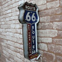 立体看板 ウォールサイン ブリキ風 アメリカンレトロ アメリカ雑貨 電球付 インテリア ルート66 ROUTE66 世田谷ベース ガレージ BR-37_画像1