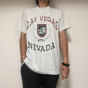 ビンテージ 90s Las Vegas Nevada カレッジ風カジノTシャツM USA製ギャンブル袖裾シングルステッチ
