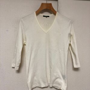 日本製シェラックshellac刺繍 七分袖ヘビーウエイトTシャツ48の画像3