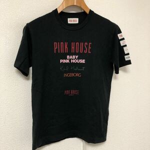 日本製ピンクハウス　カールヘルム　インゲボルグ パッチTシャツM黒 ブラック 袖裾シングルステッチ90s