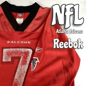 LA1-062★本場アメリカ直輸入!!★【NFL オフィシャル】アトランタ ファルコンズ #7 マイク ヴィック ゲームシャツ Reebok【M】赤 アメフト