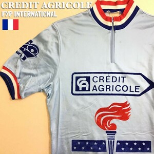 ★フランス製★Vintage サイクルジャージ★【FYP×CREDIT AGRICOLE クレディ アグリコル】ハーフジップ 半袖[M]自転車 ロードバイク K2-577