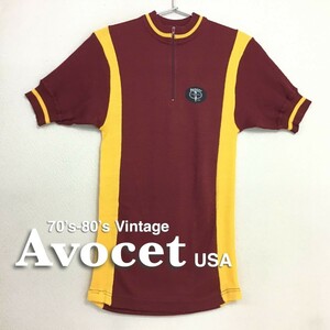 ★70's~80's ビンテージ★[Avocet USA アボセット]オリジナル ハーフジップ 半袖 レトロ サイクルジャージ[M]自転車 ロードバイク K2-575