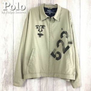 ◎1点物!!激レアUSA古着◎[Polo by Ralph Lauren ラルフローレン]FURY ハンドステンシル 裏地付 ドリズラージャケット[XL]ベージュ K2-211