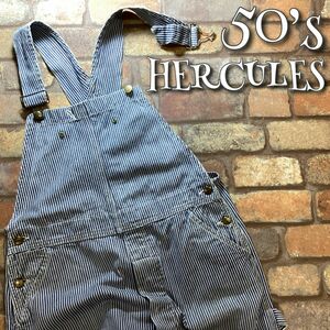 ★USA古着★50's vintage★【Hercules ヘラクレス】オールドデニム ヒッコリー オーバーオール【W88cm】Sears 人気 ストアブランド K3-451