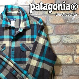 ★老舗王道!!★正規品★【patagonia パタゴニア】53947FA13 ミッドウェイト フィヨルド フランネルシャツ【メンズ L】茶 ターコイズ K4-017