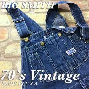 ★本場アメリカ直輸入★USA製 70’s vintage★【BIG SMITH ビッグスミス】オールド ビンテージ デニム オーバーオール インディゴ K2-907