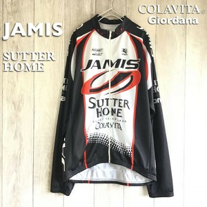 ★本場アメリカ直輸入!!★【JAMIS ジェイミス】Giordana ジョルダーナ フルジップ 長袖 サイクルジャージ[メンズ L]白 黒 赤 自転車 K2-122