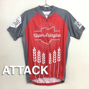 ★USA直輸入!!★海外モデル★良品★【ATTACK アタック】赤×グレー ハーフジップ 半袖 サイクルジャージ【S】自転車 ロードバイク K2-556