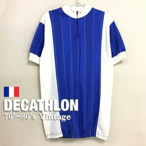 ★稀少!! 70's~80's vintage★フランス発★【DECATHLON デカトロン】ハーフジップ 半袖 サイクルジャージ[XL]自転車 ロードバイク K2-584